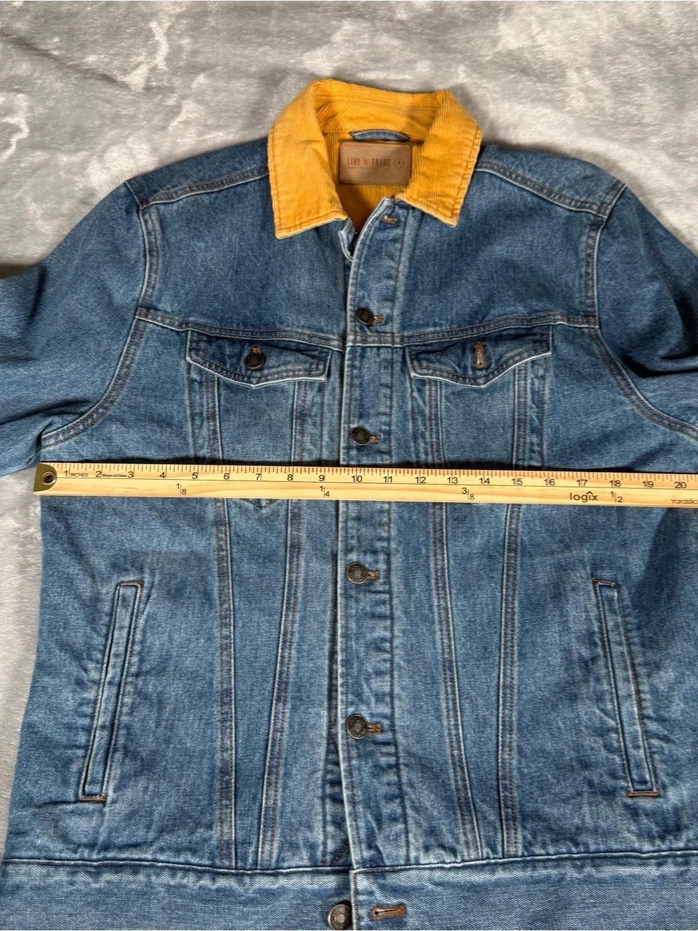 Line Of Trade Denim Trucker Jacket Mens M Corduroy Lined Cotton Blue